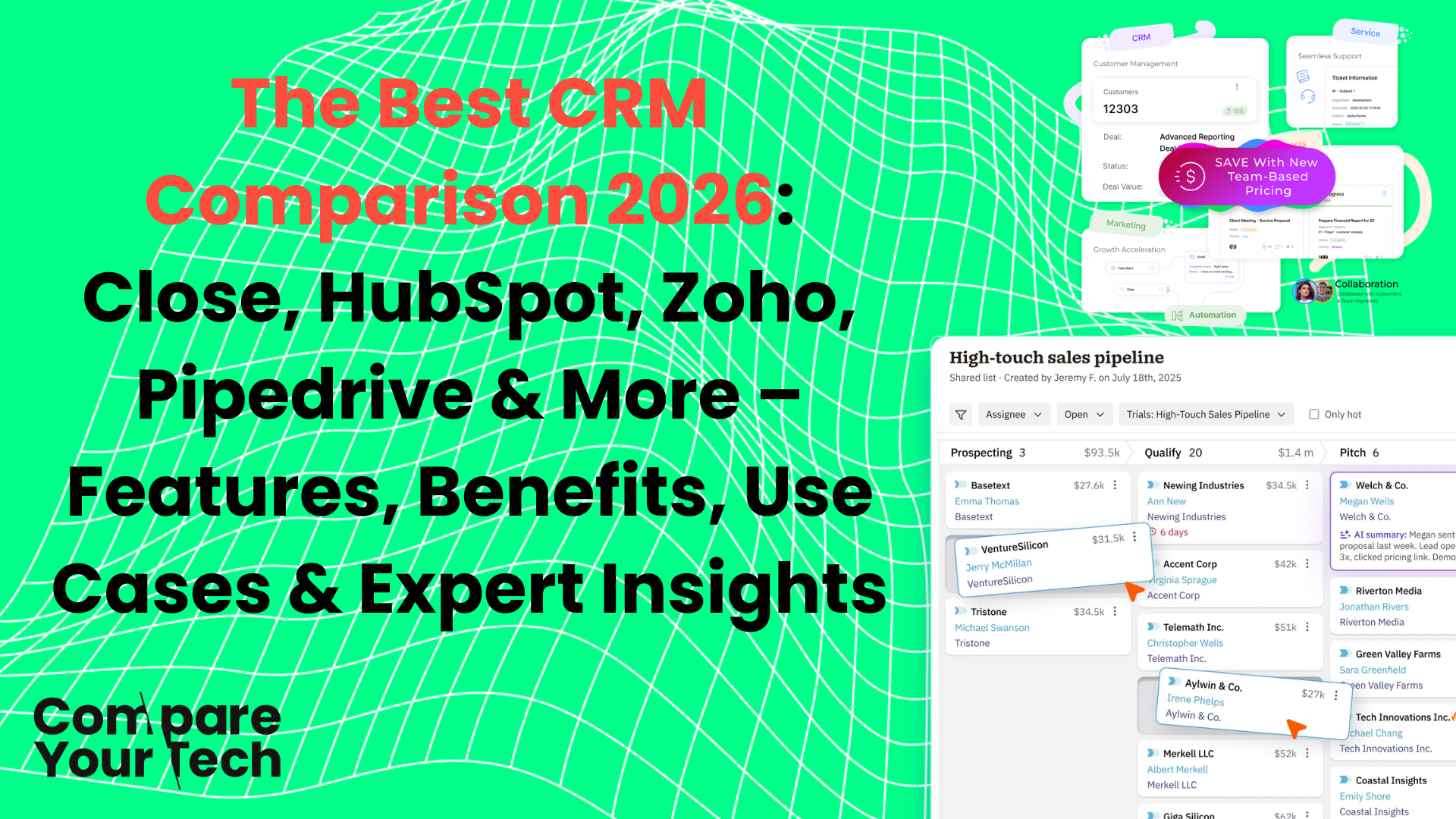 The Best CRM Comparison 2026 Close, HubSpot, Zoho, Pipedrive & More – Features, Benefits, Use Cases & Expert Insights